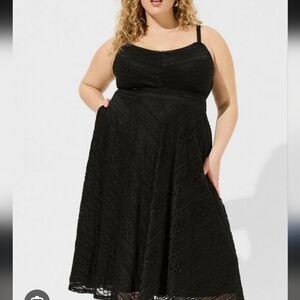 Torrid Dress 6x Midi Lace Skater Bohemian Grunge Smocked Goth Pockets New